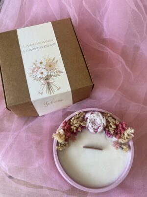 Bougie xxl fleurie rose